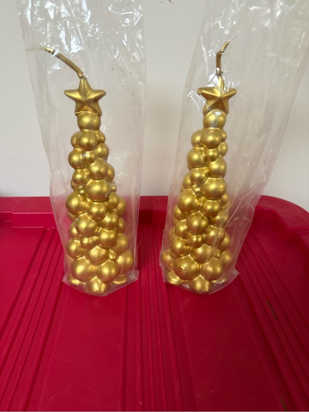 New Neiman Marcus Gold Decorative Christmas Tree Candles Set of 2